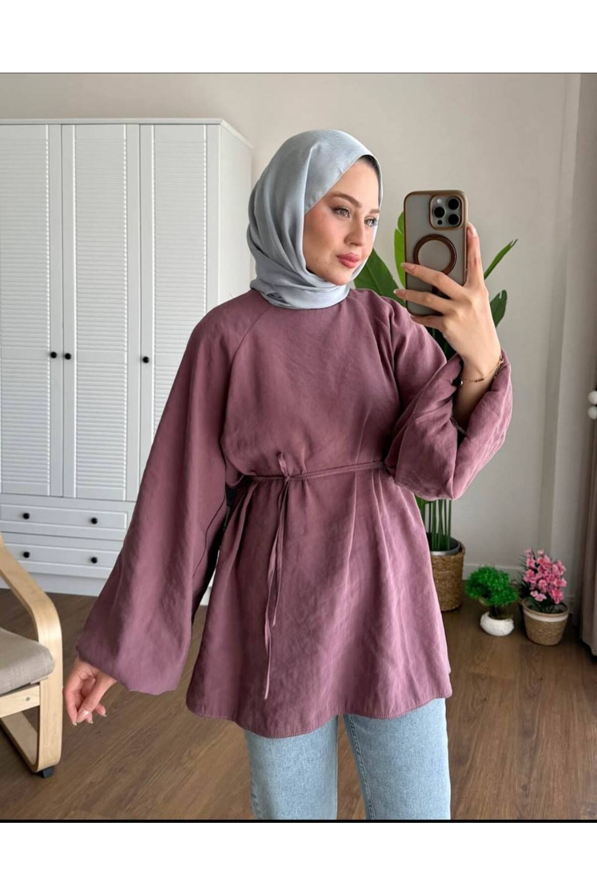 Kadın Trend Balon Kol Tunik _Modal Kumaş_ Dokusu Yumuşacık ( 38 40 42 44 Beden Arası Standar Beden )
