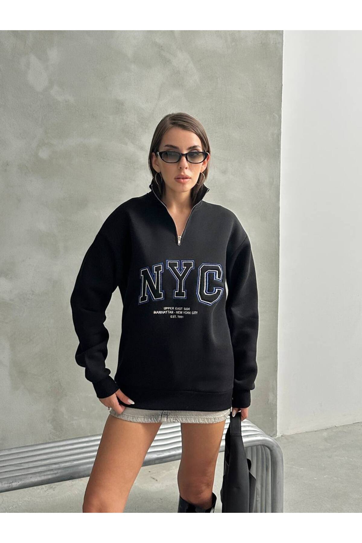 Kadın Fermuar Detaylı Sweat