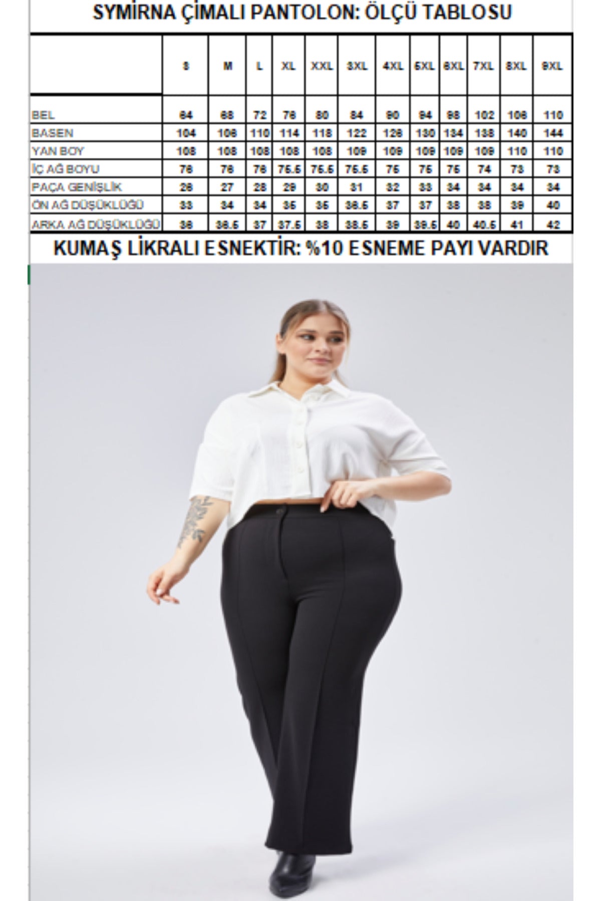 yüksek bel  bol paça fermuarlı büyük beden kadın pantolon