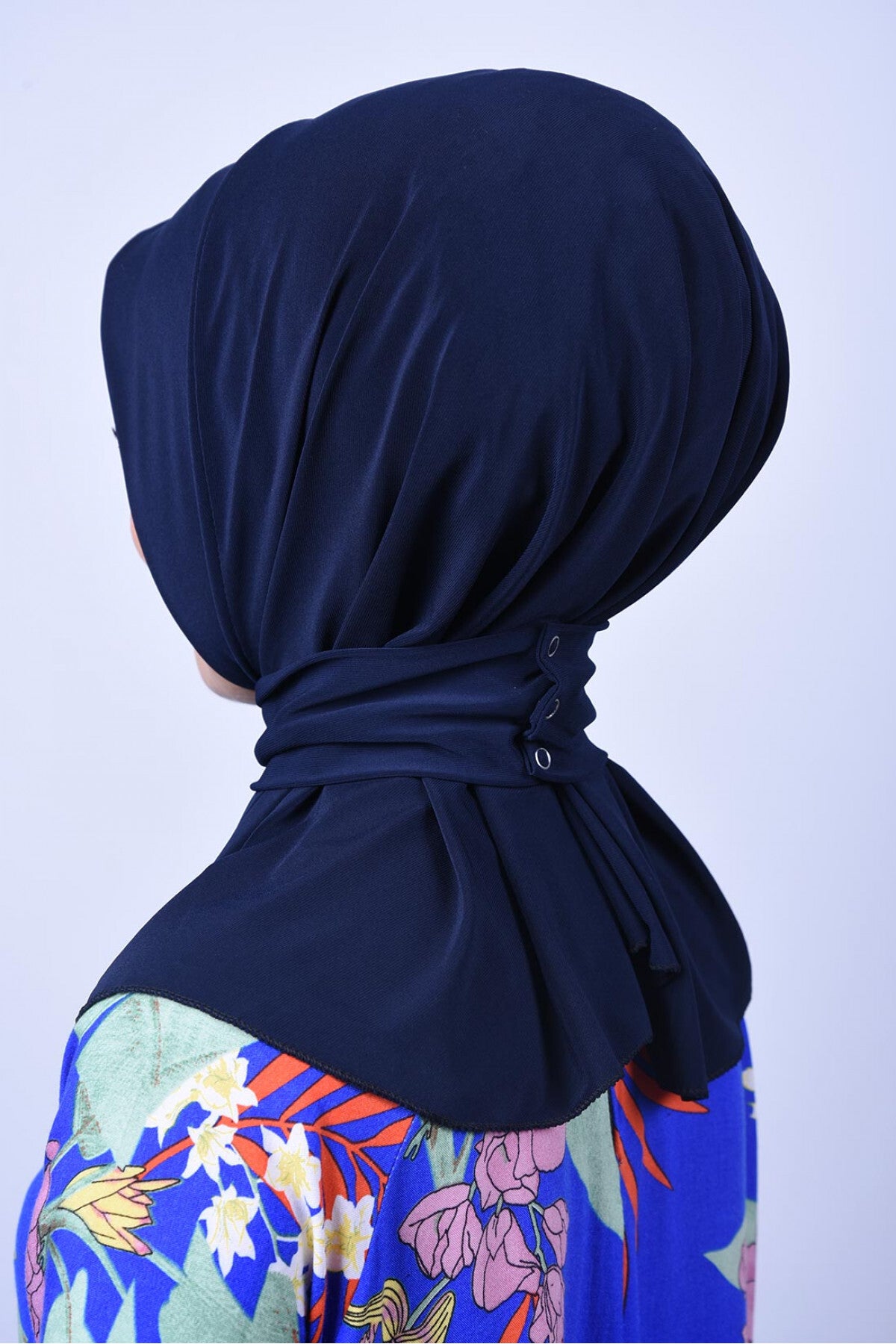 Çıt Çıtlı Bone Tesettür Mayo Üstü Uyumlu Deniz Ve Havuz Bonesi Hijab Lacivert