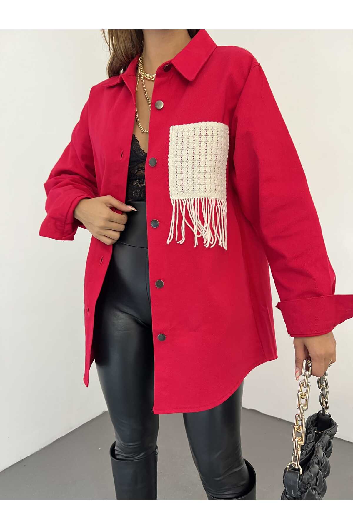 Gabardin Püskül Detaylı Ceket