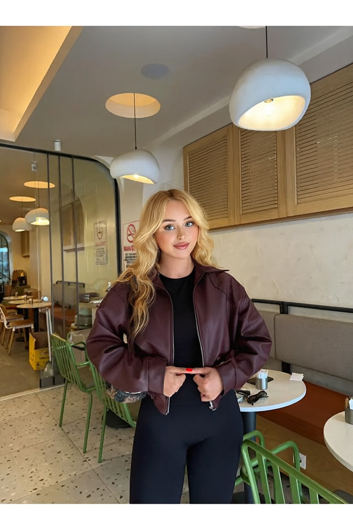 Kadın Deri Bomber Ceket