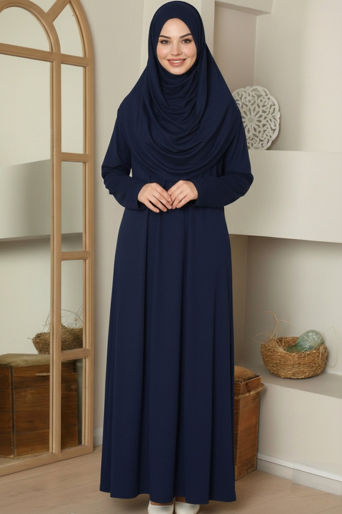 Tek Parça Boydan Namaz Elbisesi Kahve