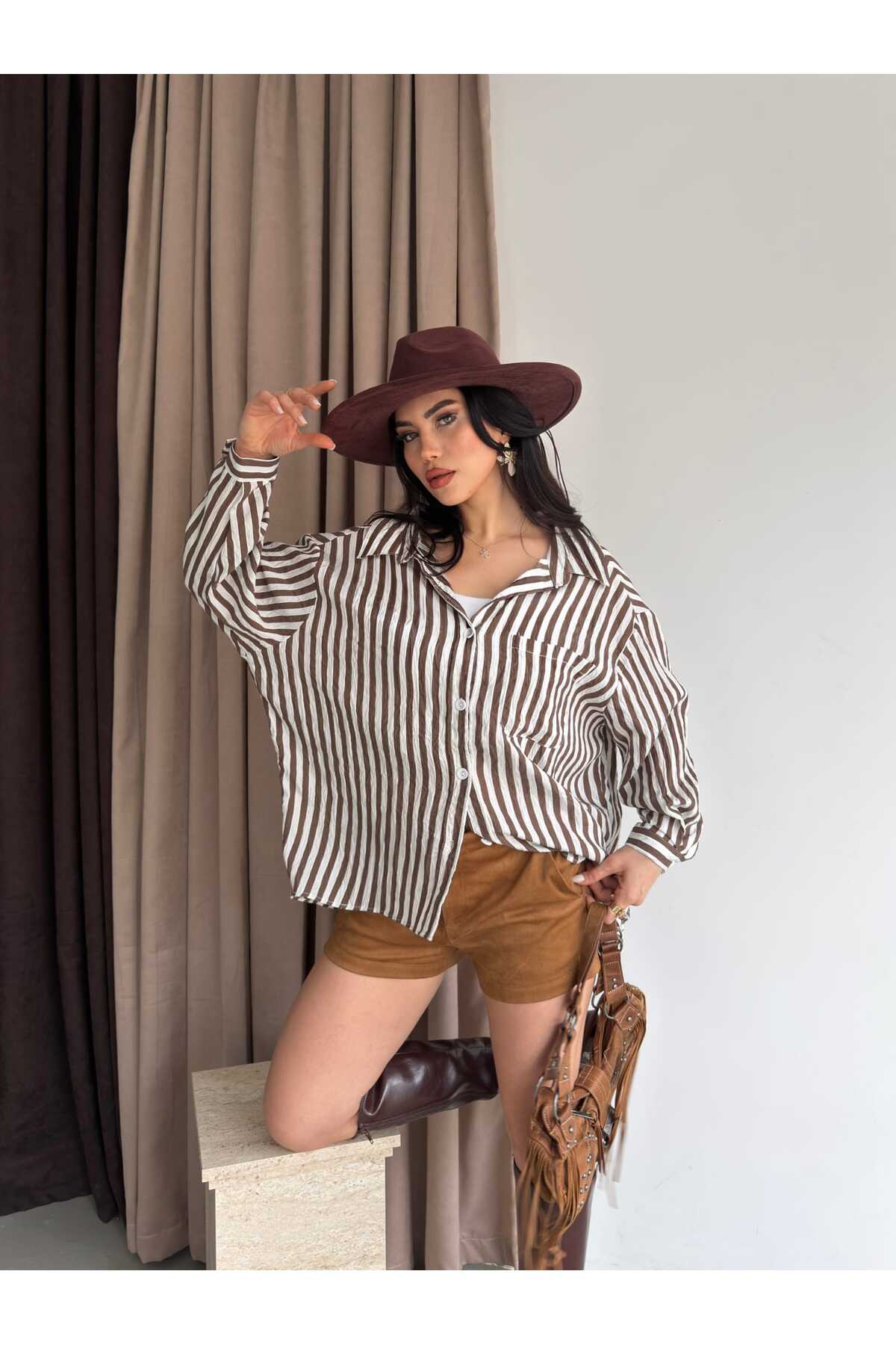 Çizgili Oversize Gömlek