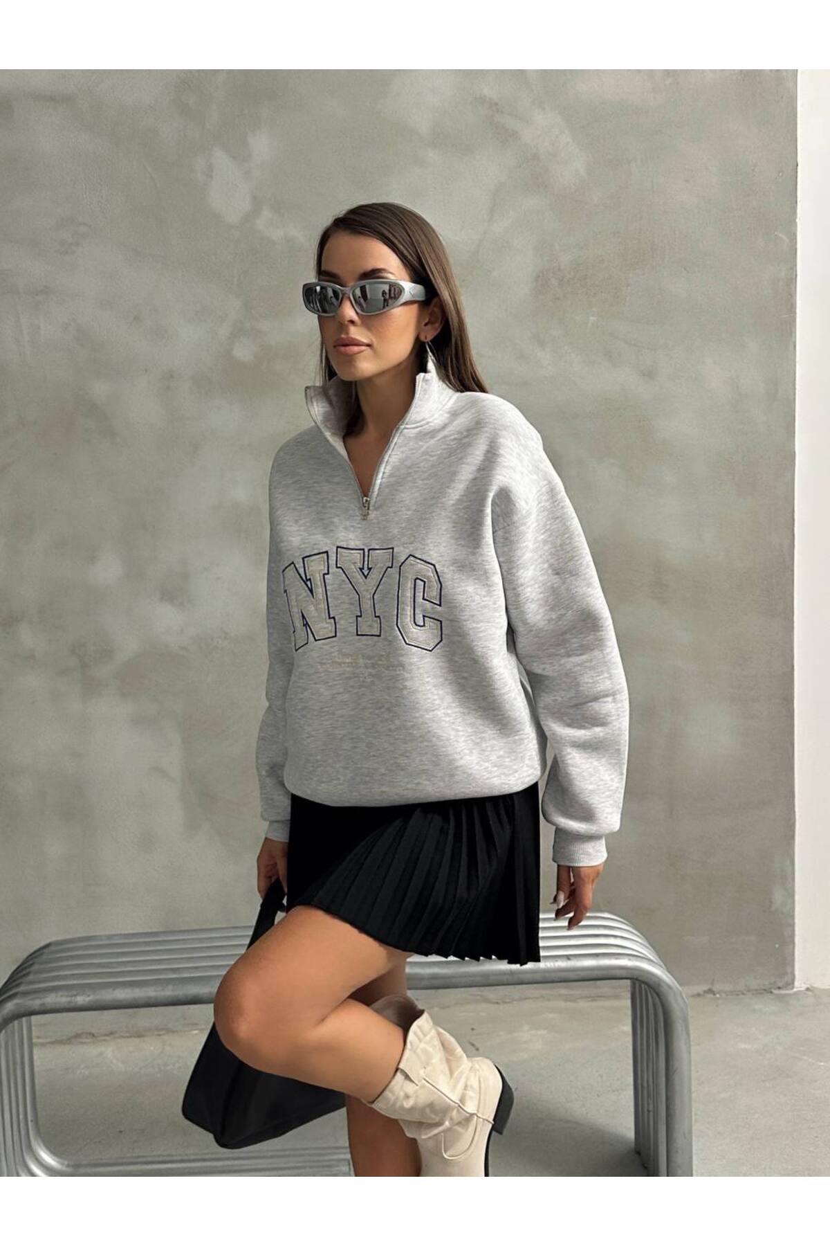 Kadın Fermuar Detaylı Sweat