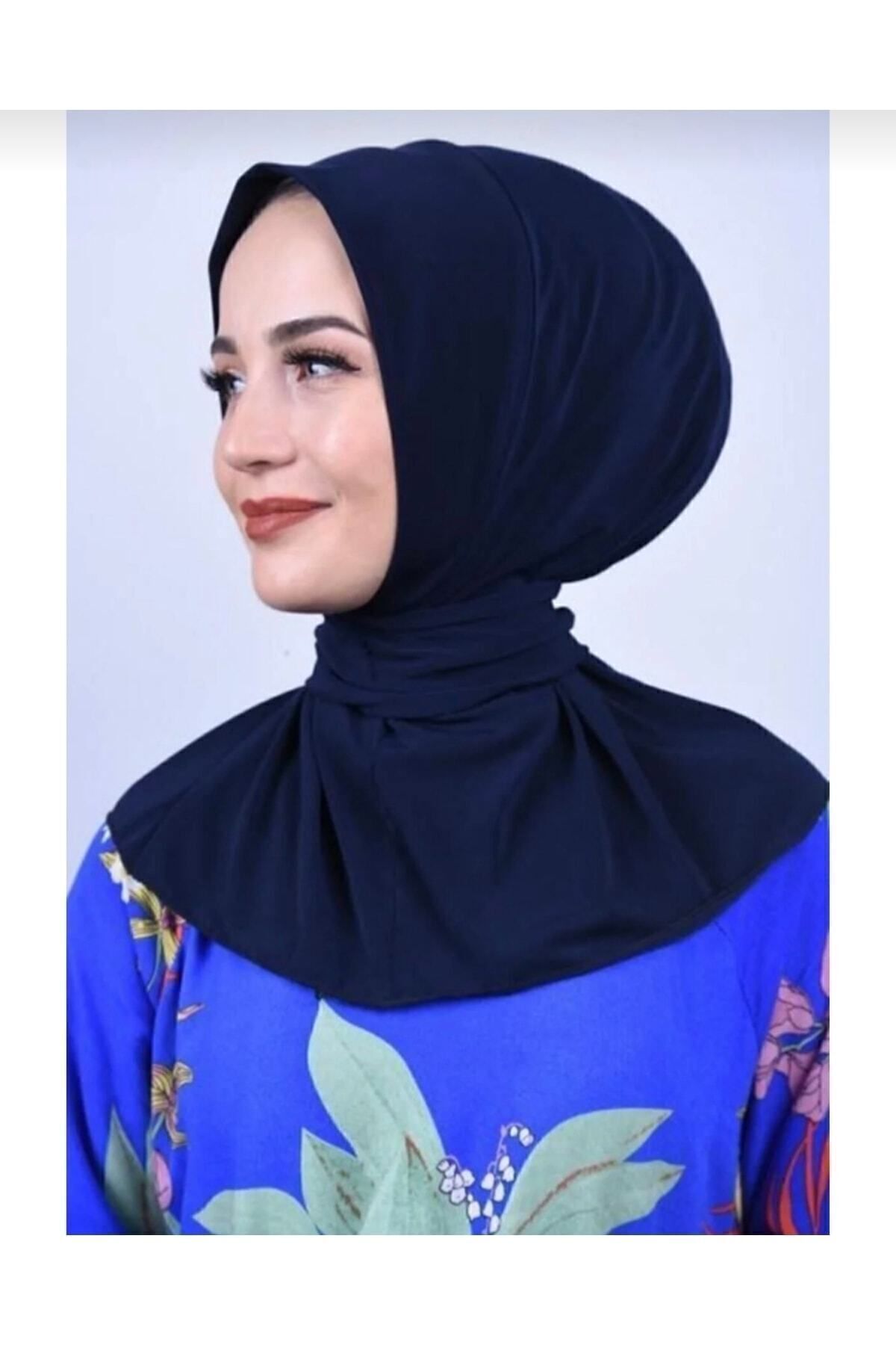 Çıt Çıtlı Bone Tesettür Mayo Üstü Uyumlu Deniz Ve Havuz Bonesi Hijab Lacivert