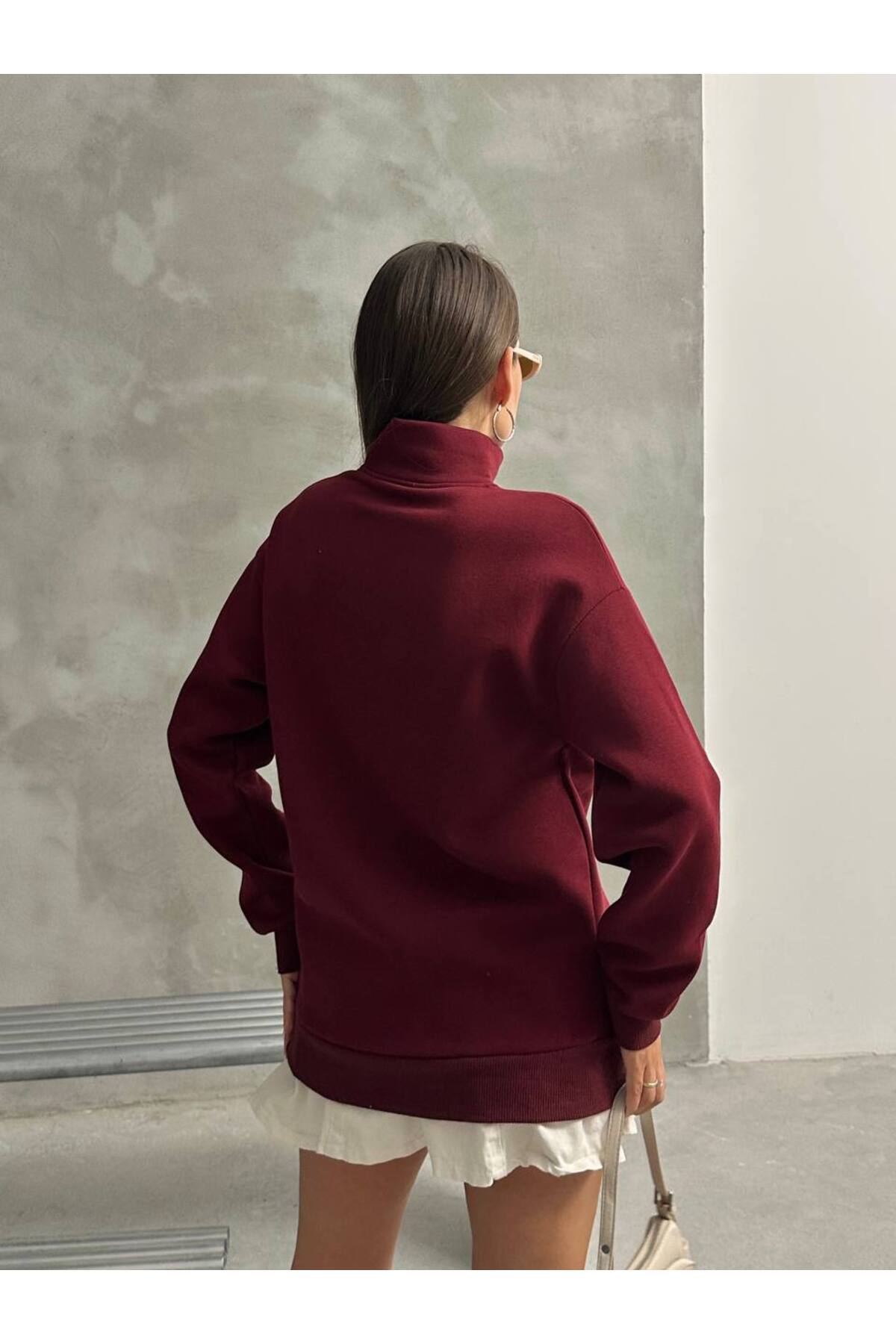 Kadın Fermuar Detaylı Sweat