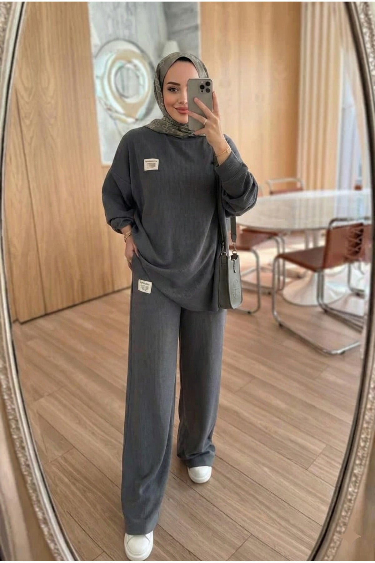 Fitilli Armalı Detaylı Oversize Kaşkorse Basic Alt Üst Takım
