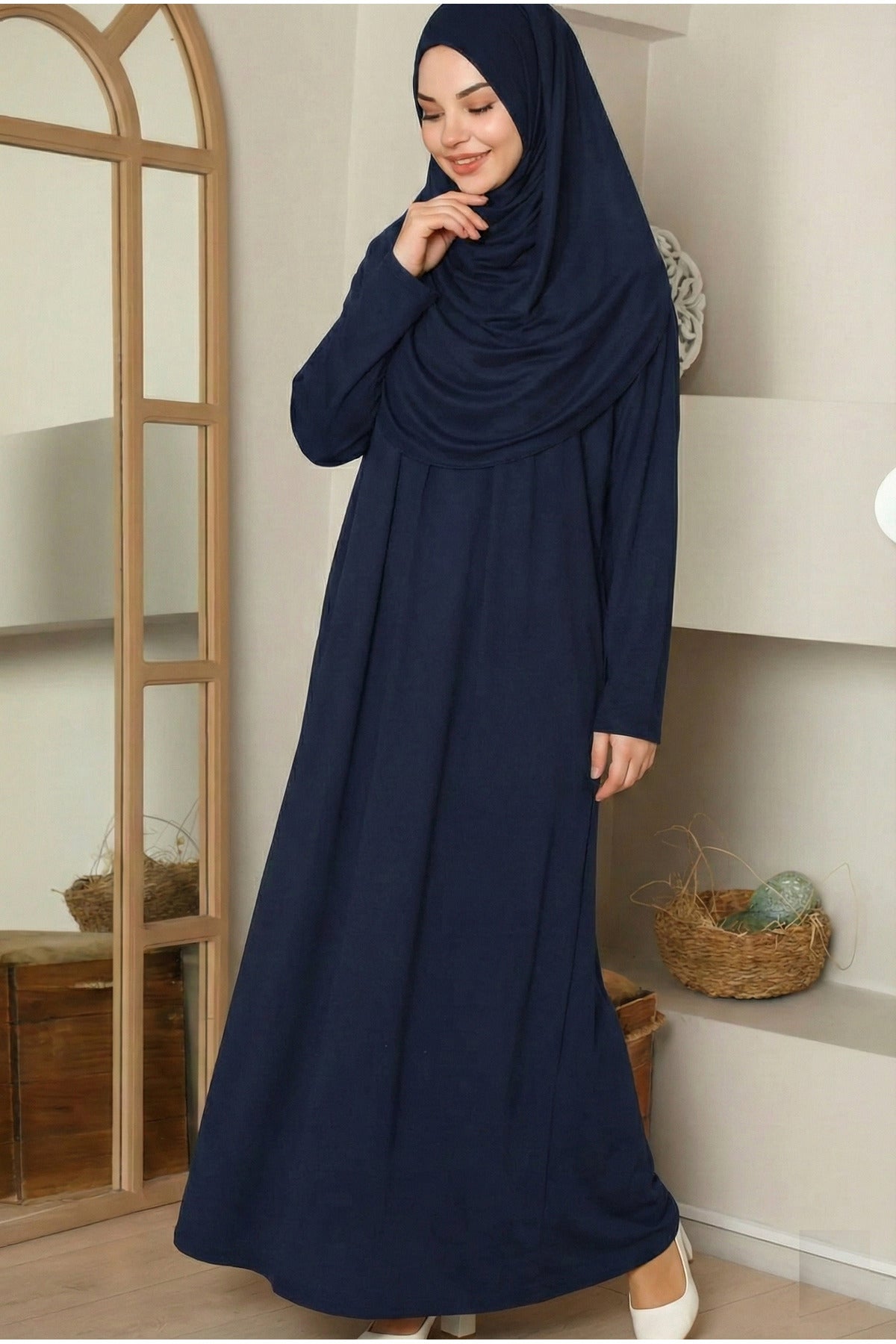 Tek Parça Boydan Namaz Elbisesi Kahve