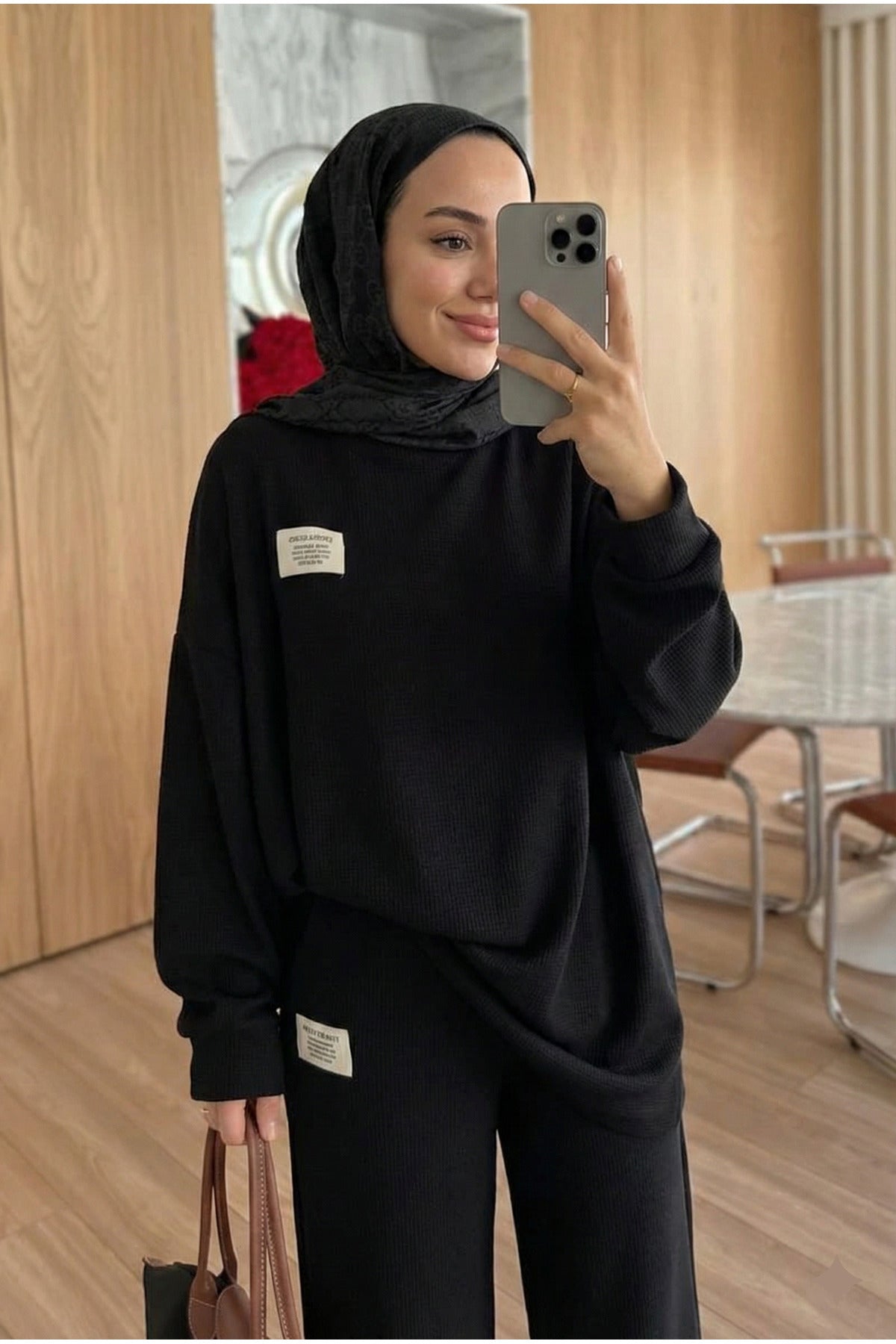 Fitilli Armalı Detaylı Oversize Kaşkorse Basic Alt Üst Takım