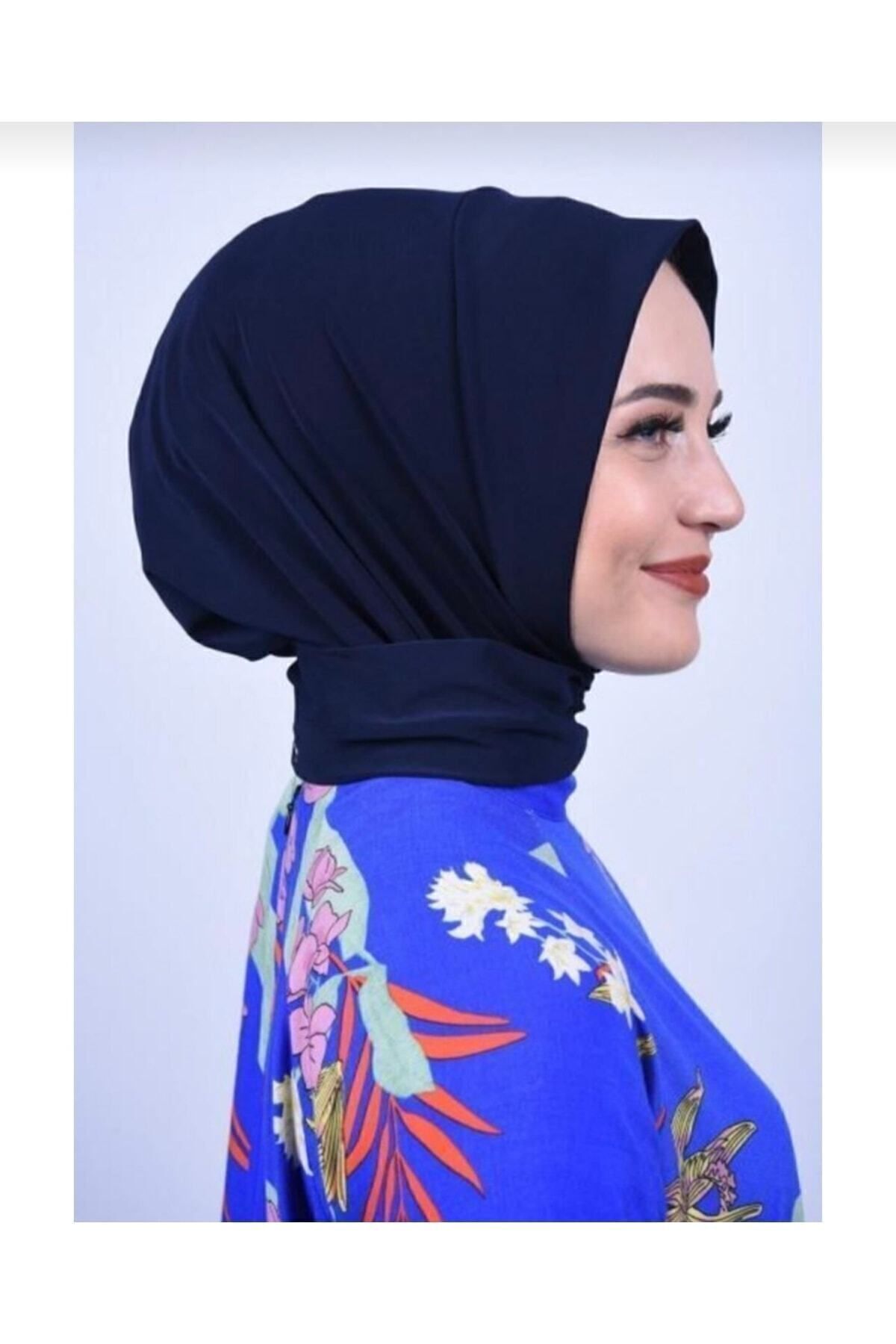 Çıt Çıtlı Bone Tesettür Mayo Üstü Uyumlu Deniz Ve Havuz Bonesi Hijab Lacivert