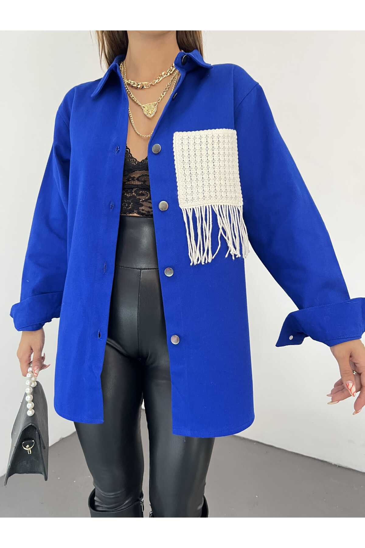 Gabardin Püskül Detaylı Ceket