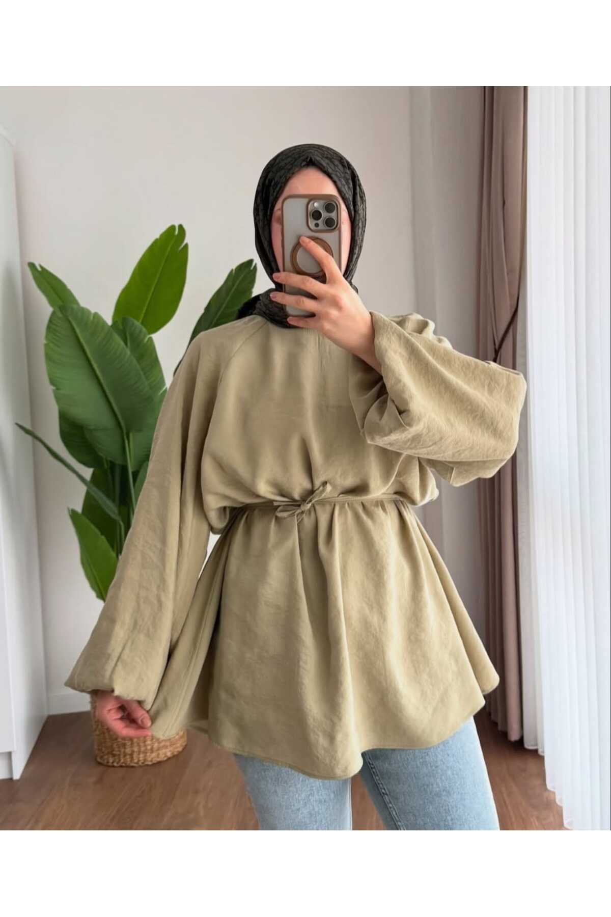 Kadın Trend Balon Kol Tunik _Modal Kumaş_ Dokusu Yumuşacık ( 38 40 42 44 Beden Arası Standar Beden )