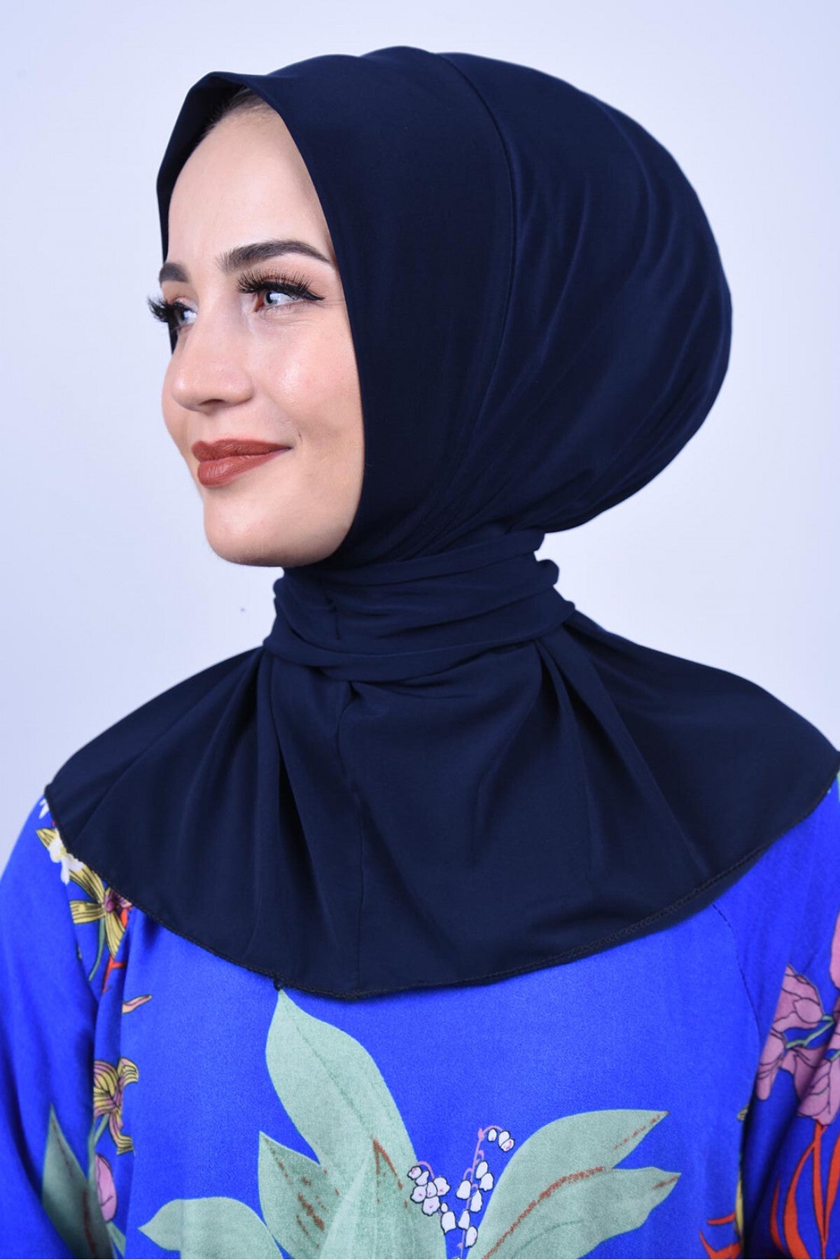 Çıt Çıtlı Bone Tesettür Mayo Üstü Uyumlu Deniz Ve Havuz Bonesi Hijab Lacivert
