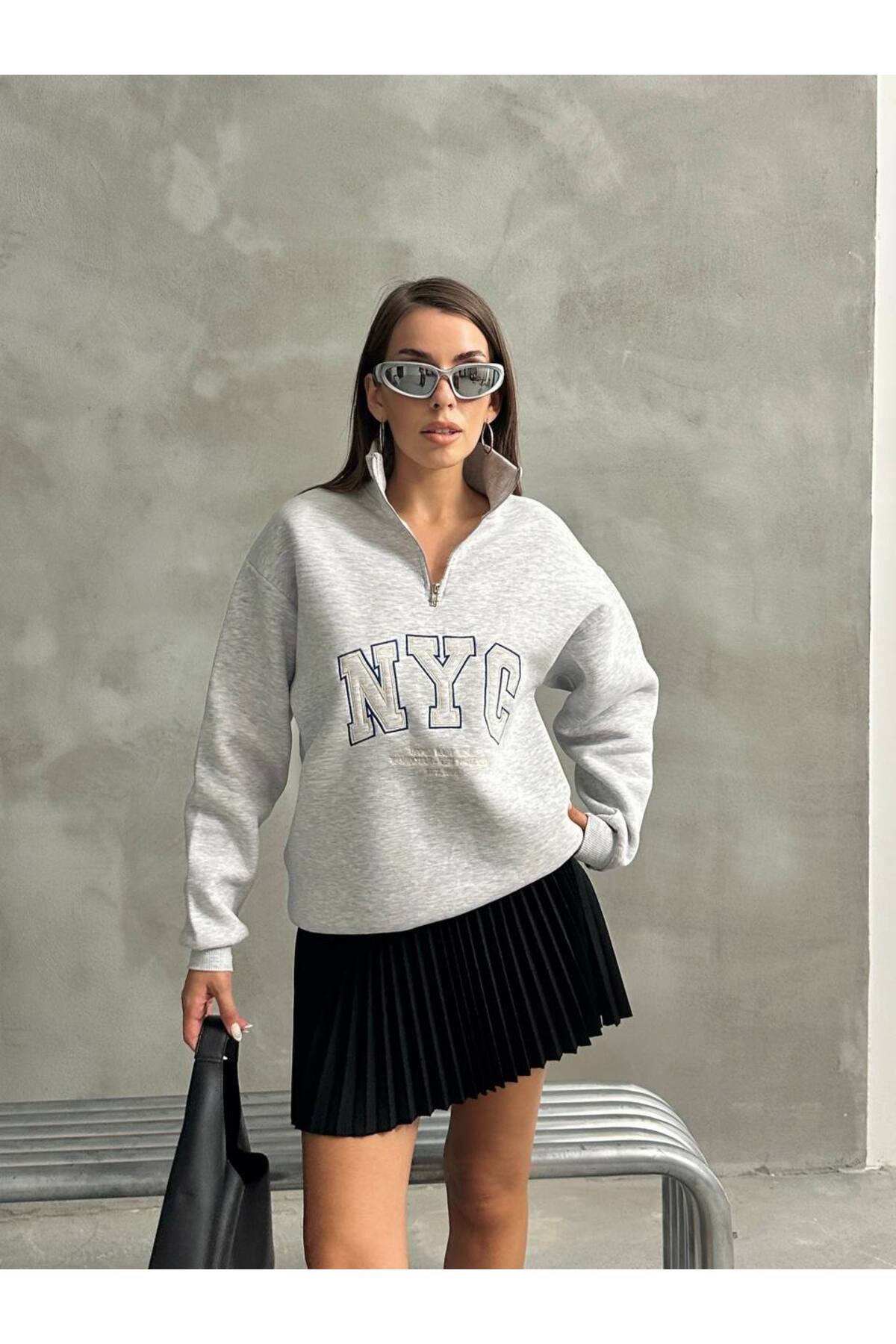 Kadın Fermuar Detaylı Sweat