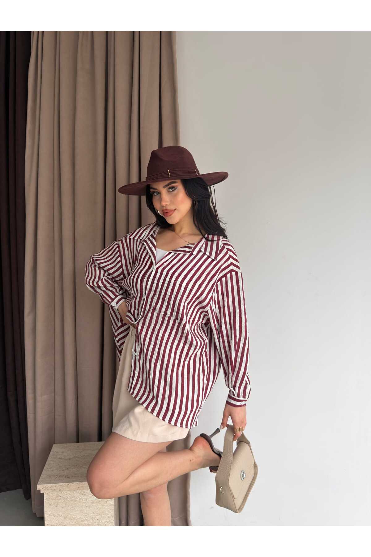 Çizgili Oversize Gömlek