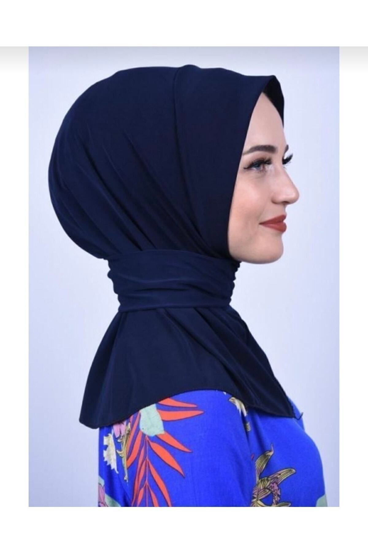 Çıt Çıtlı Bone Tesettür Mayo Üstü Uyumlu Deniz Ve Havuz Bonesi Hijab Lacivert