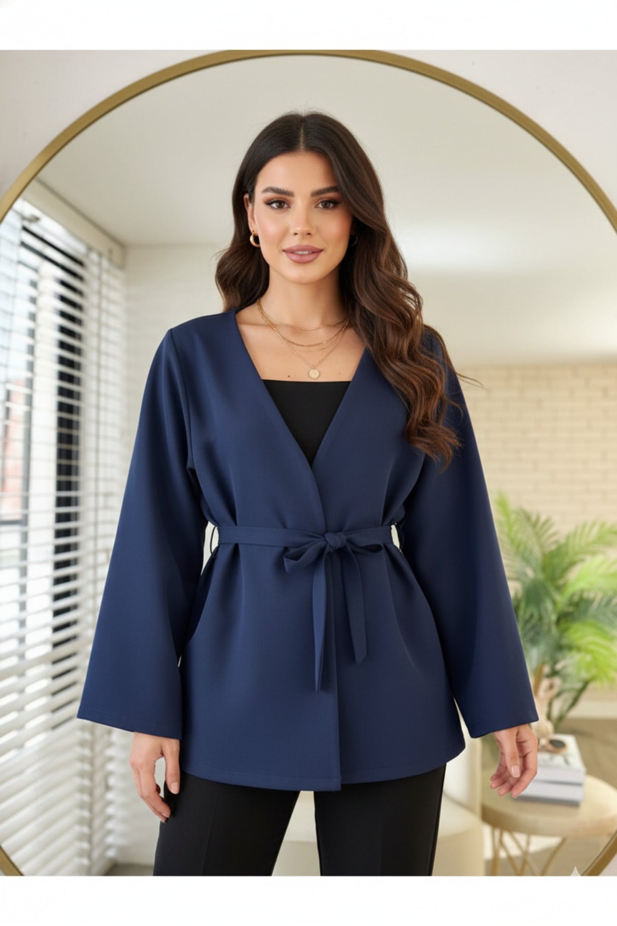 Kadın Yeni Sezon Kuşaklı Scuba Ceket Kimono Tunik Oversize Trend Rahat Modern Tesettüre Uygun