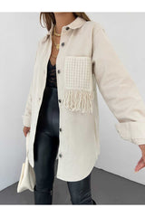 Gabardin Püskül Detaylı Ceket