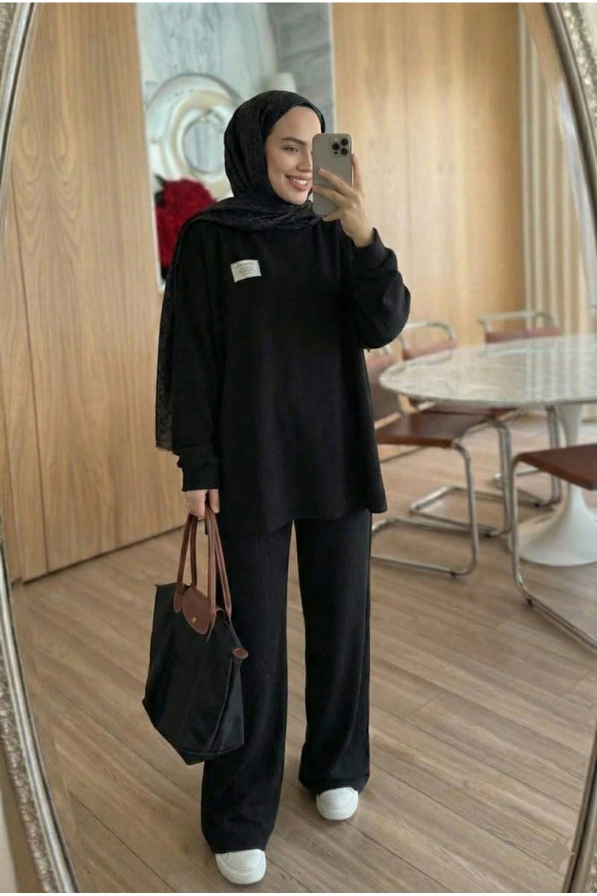 Fitilli Armalı Detaylı Oversize Kaşkorse Basic Alt Üst Takım