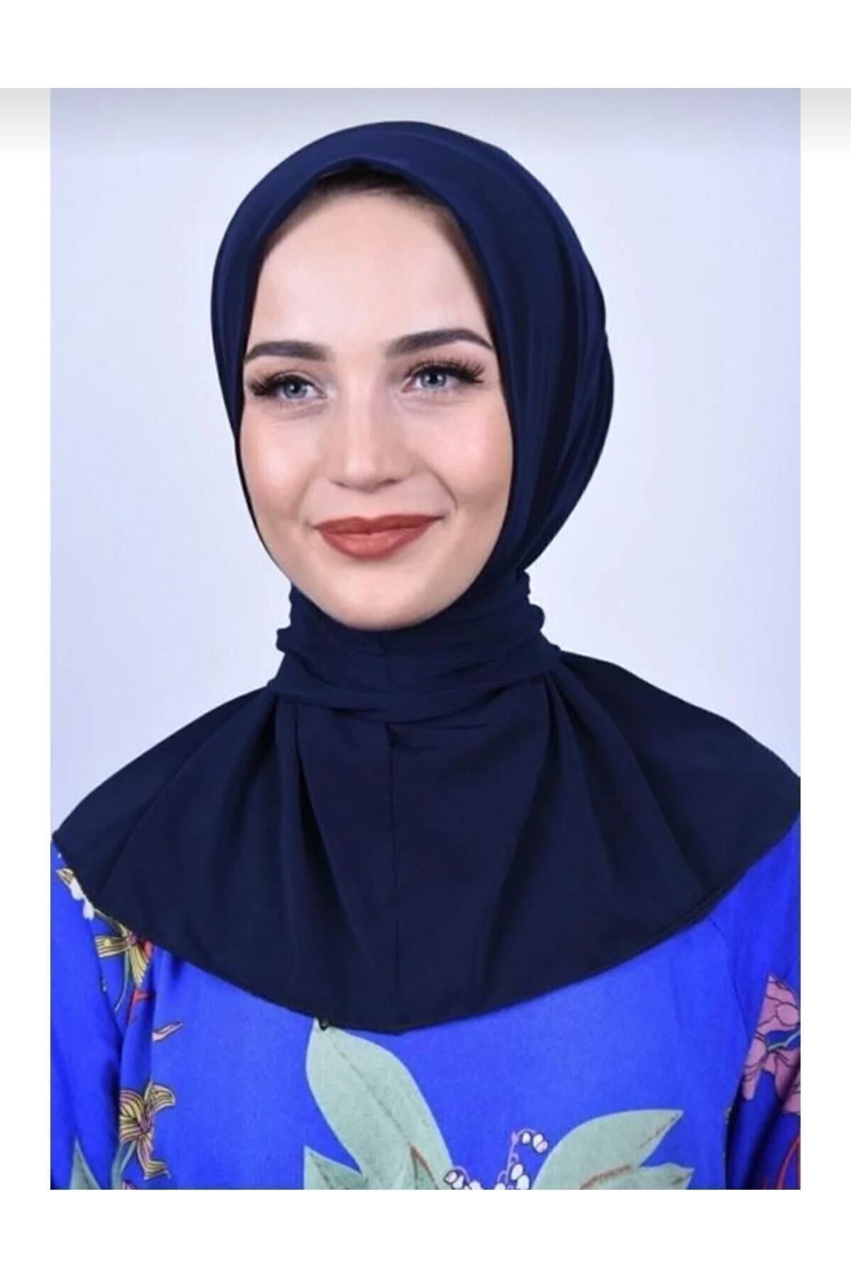 Çıt Çıtlı Bone Tesettür Mayo Üstü Uyumlu Deniz Ve Havuz Bonesi Hijab Lacivert