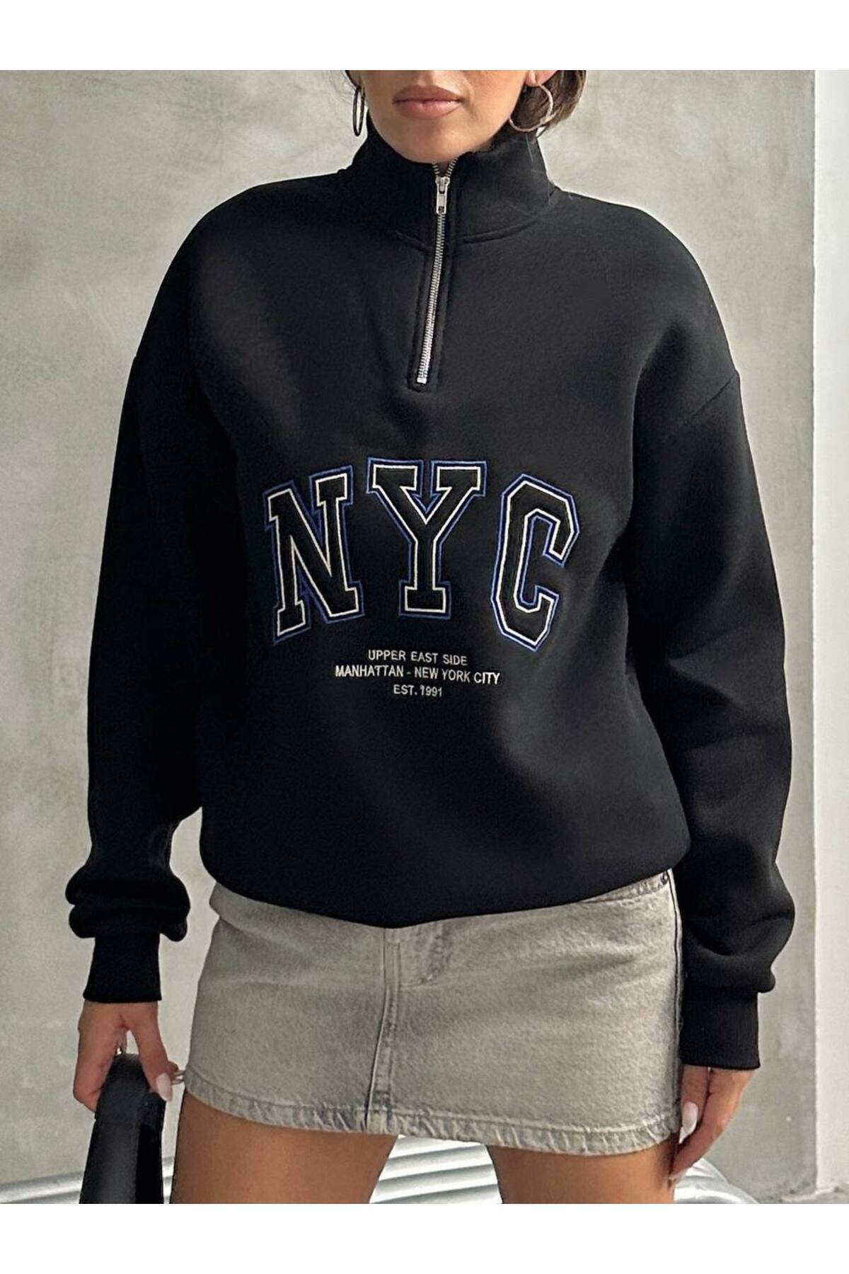 Kadın Fermuar Detaylı Sweat