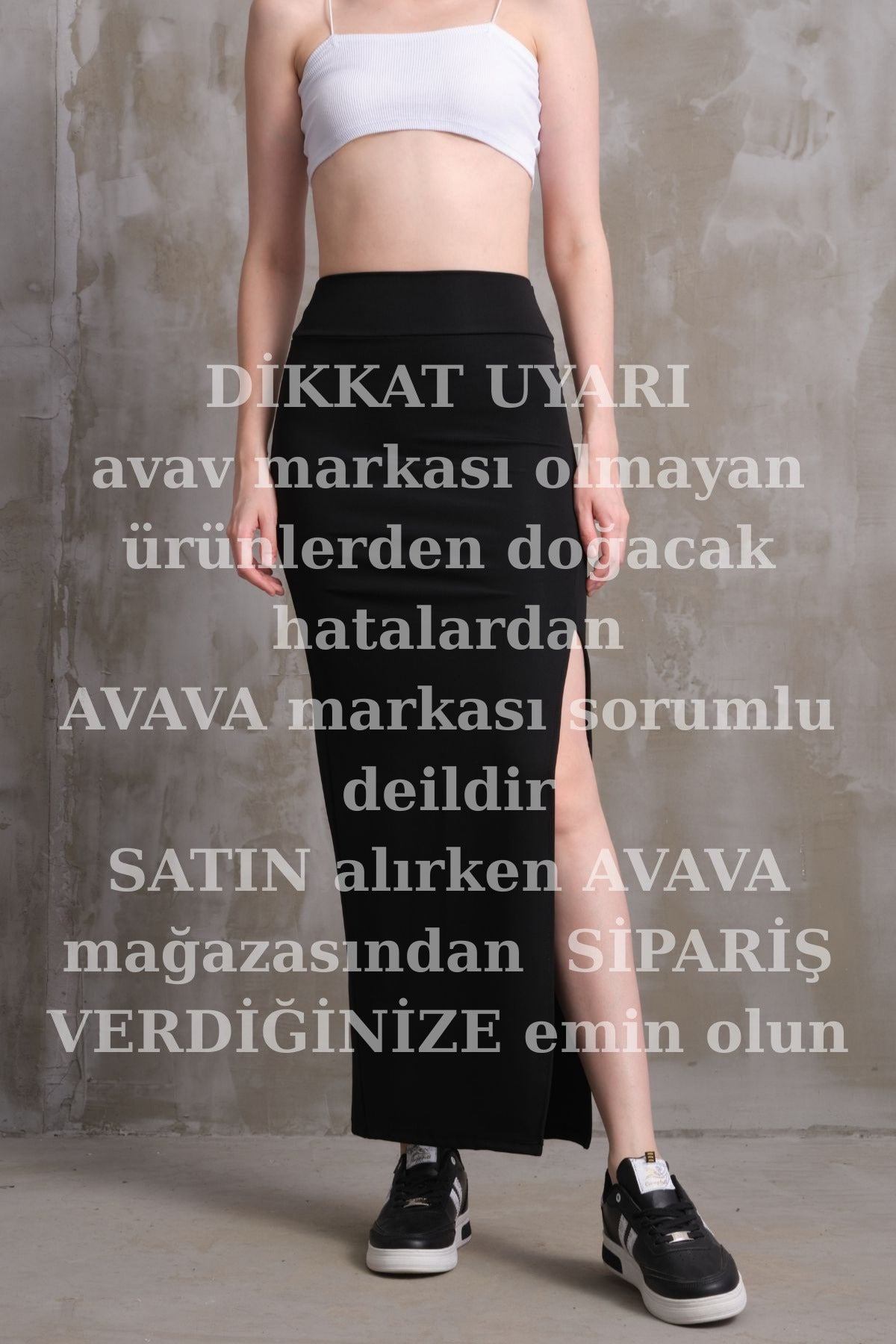 Kadın Ottoman Kumaş Yırtmaçlı Uzun Etek