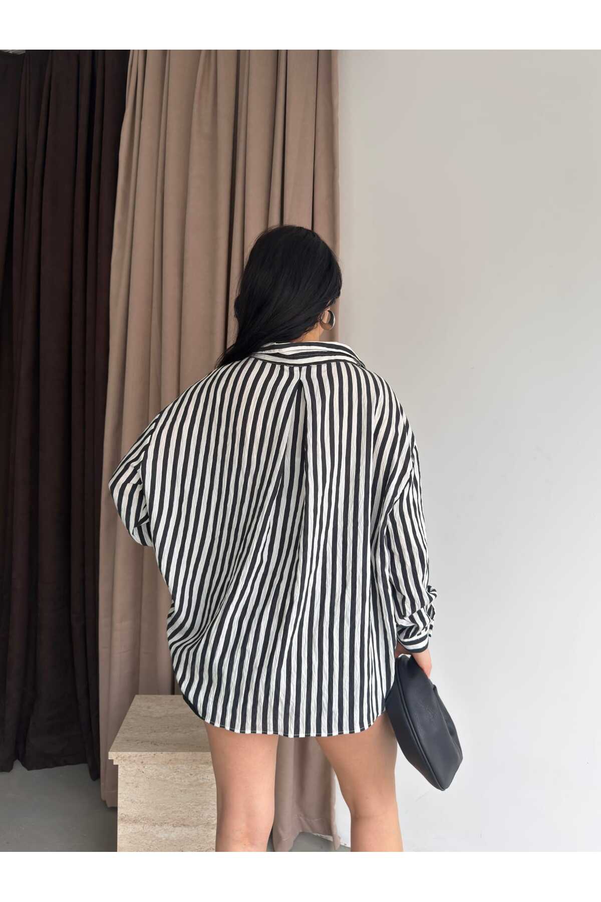 Çizgili Oversize Gömlek