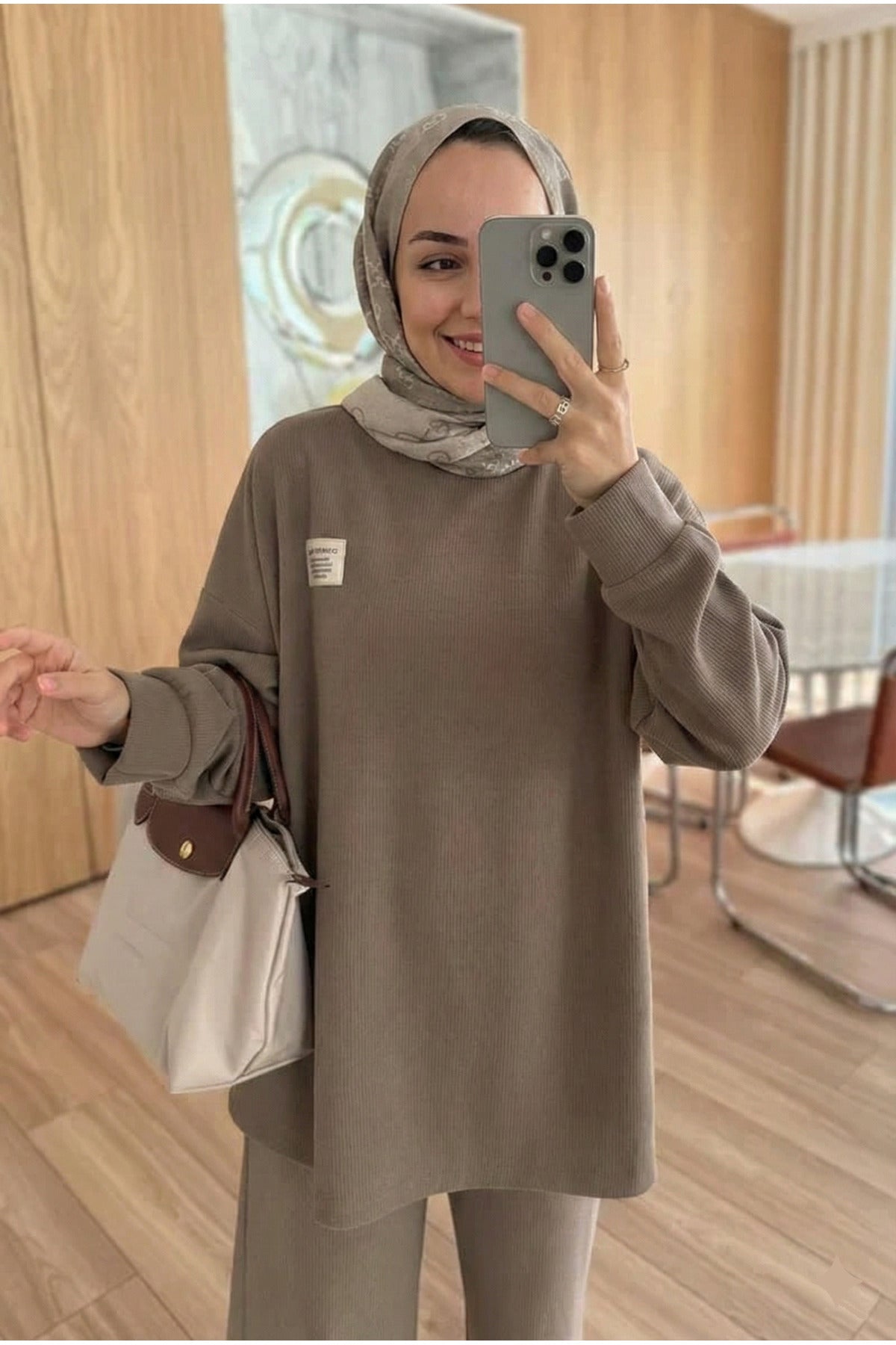 Fitilli Armalı Detaylı Oversize Kaşkorse Basic Alt Üst Takım