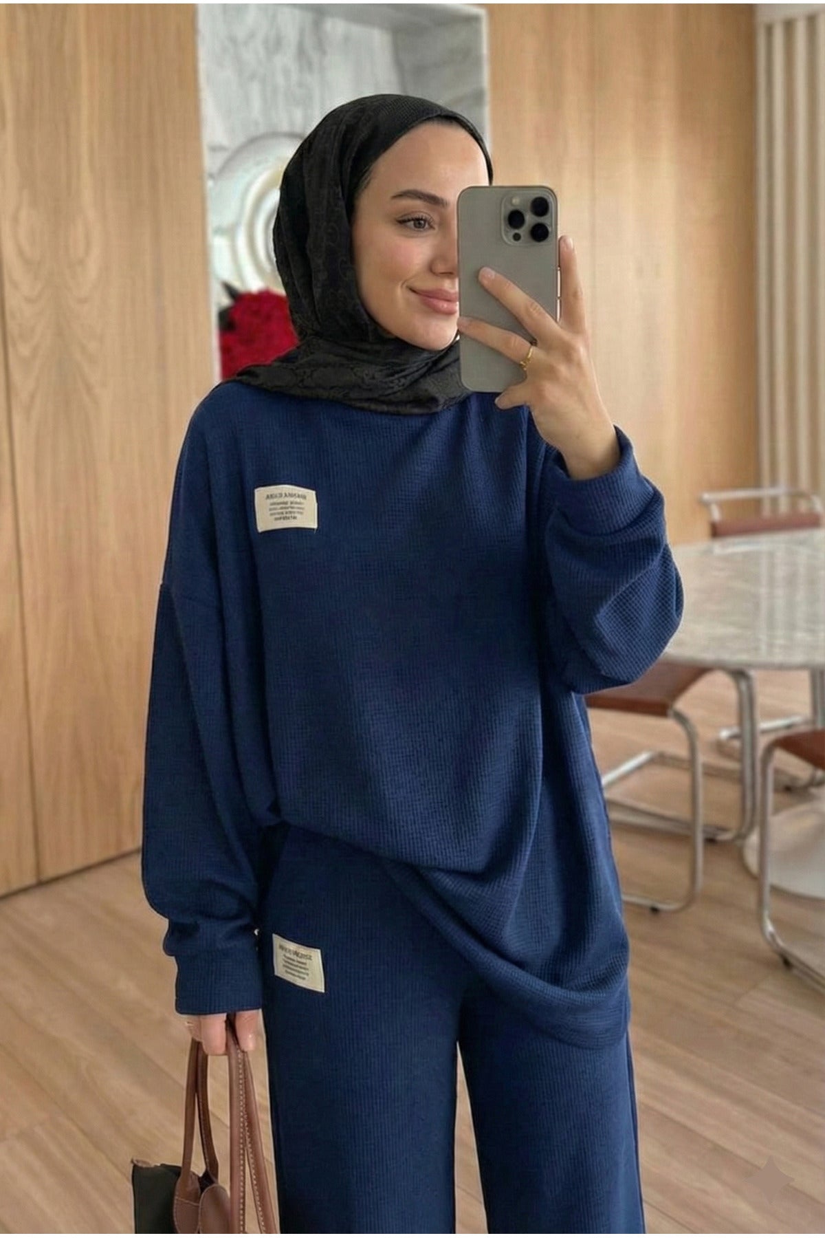 Fitilli Armalı Detaylı Oversize Kaşkorse Basic Alt Üst Takım
