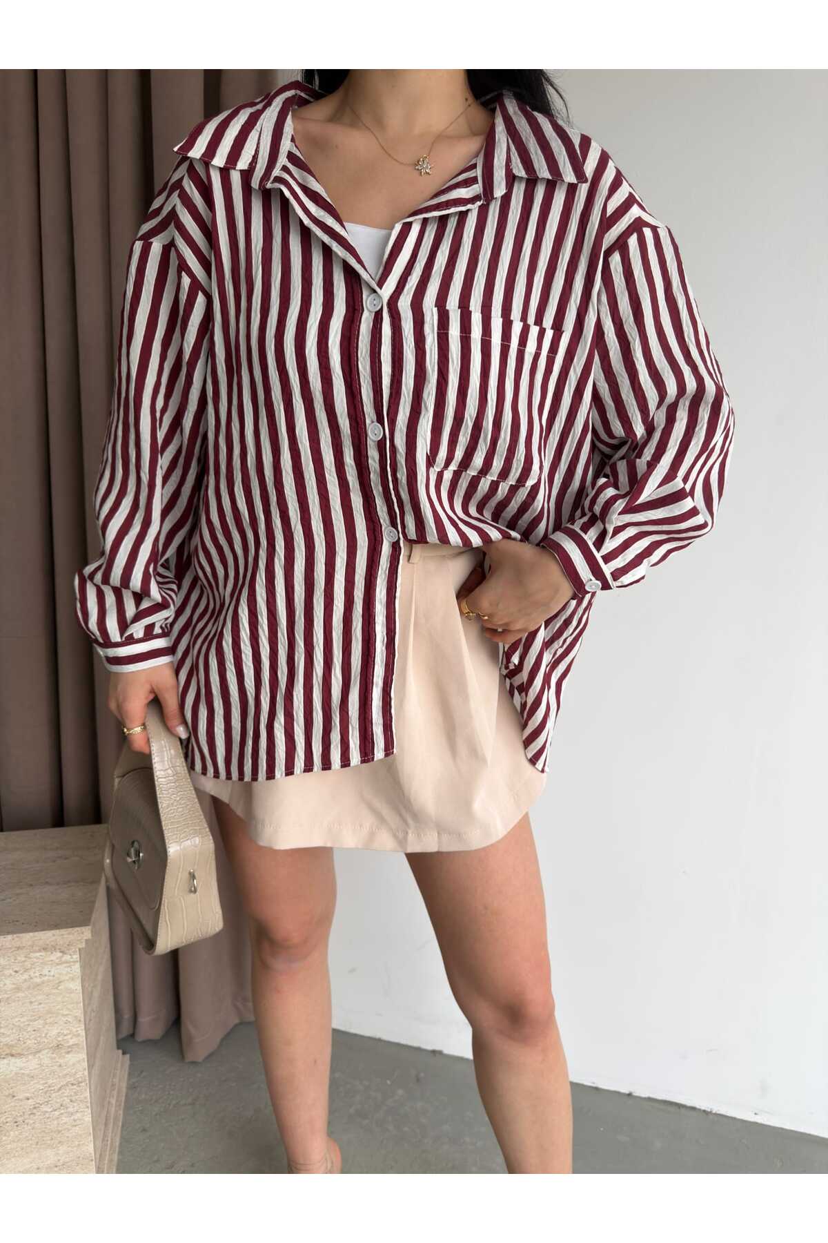 Çizgili Oversize Gömlek