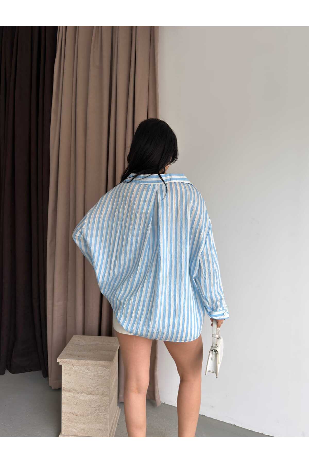 Çizgili Oversize Gömlek