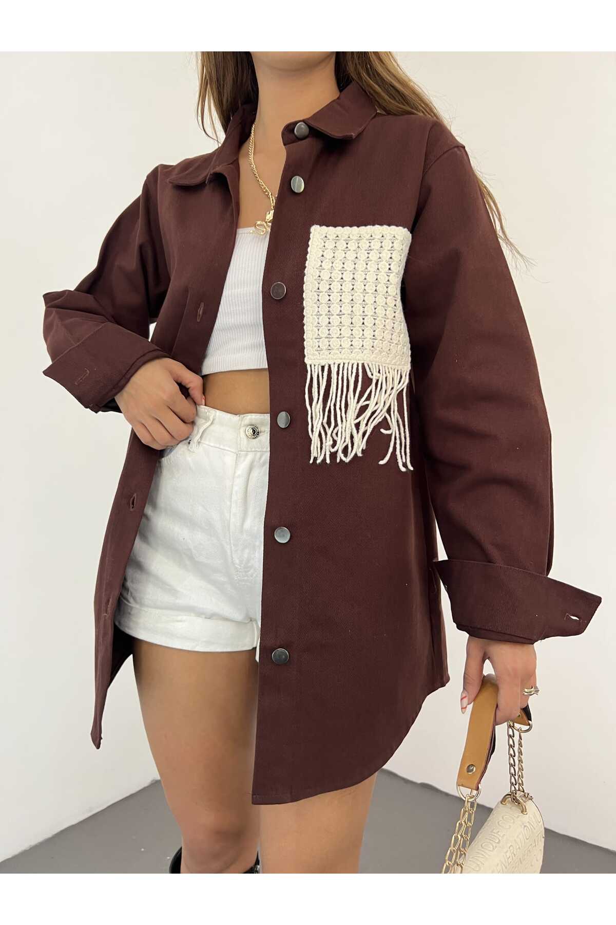 Gabardin Püskül Detaylı Ceket