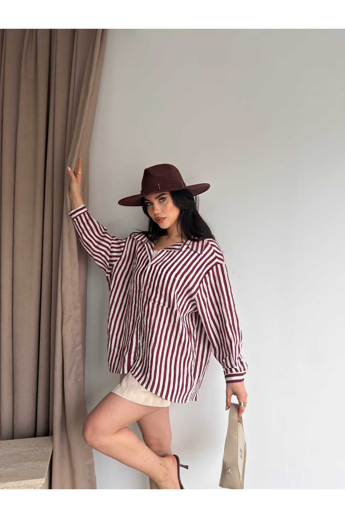 Çizgili Oversize Gömlek