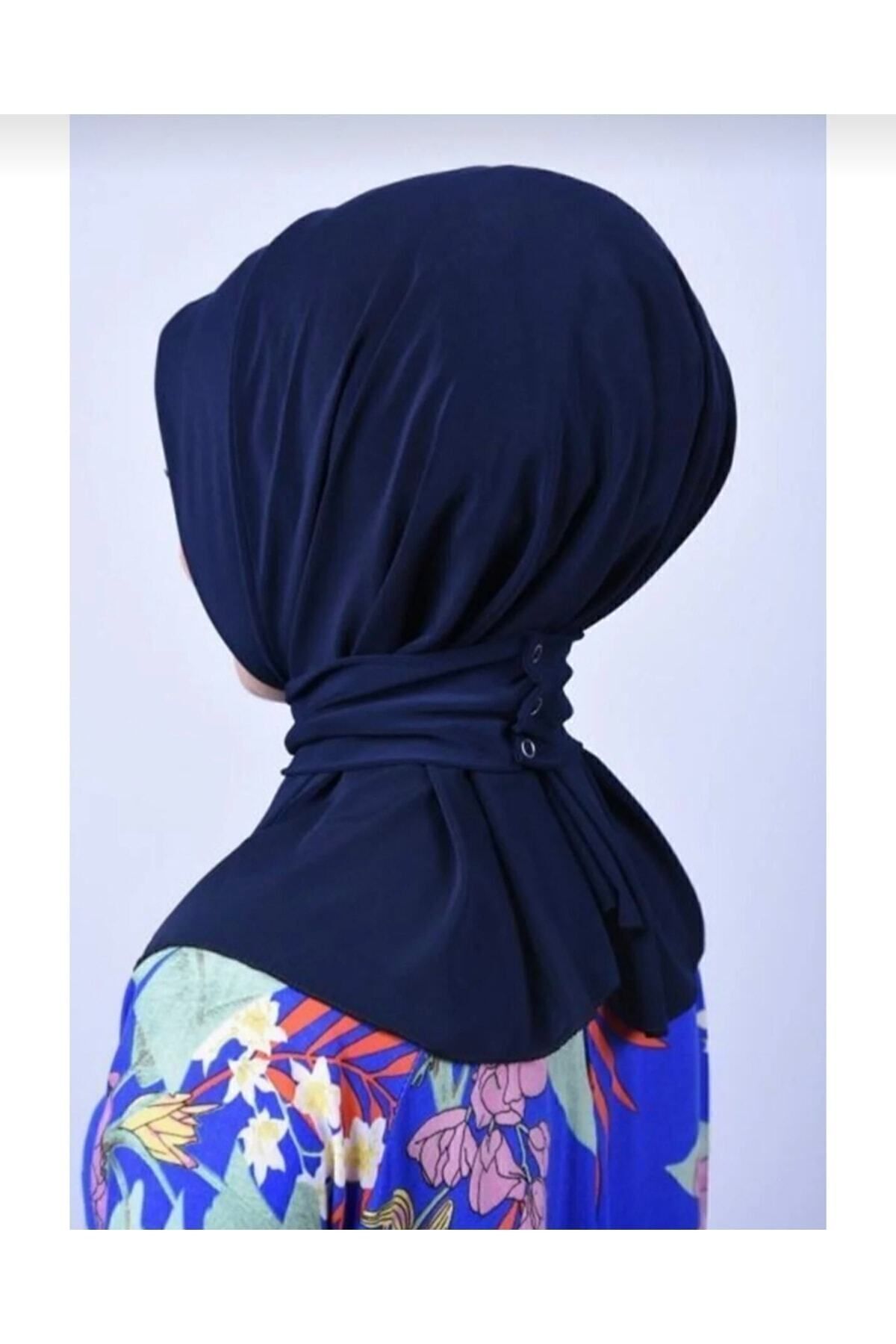 Çıt Çıtlı Bone Tesettür Mayo Üstü Uyumlu Deniz Ve Havuz Bonesi Hijab Lacivert