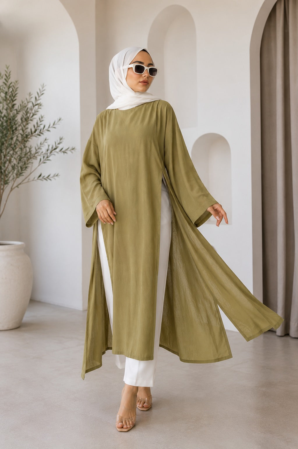 Kadın Uzun Yırtmaçlı Abaya Tunik
