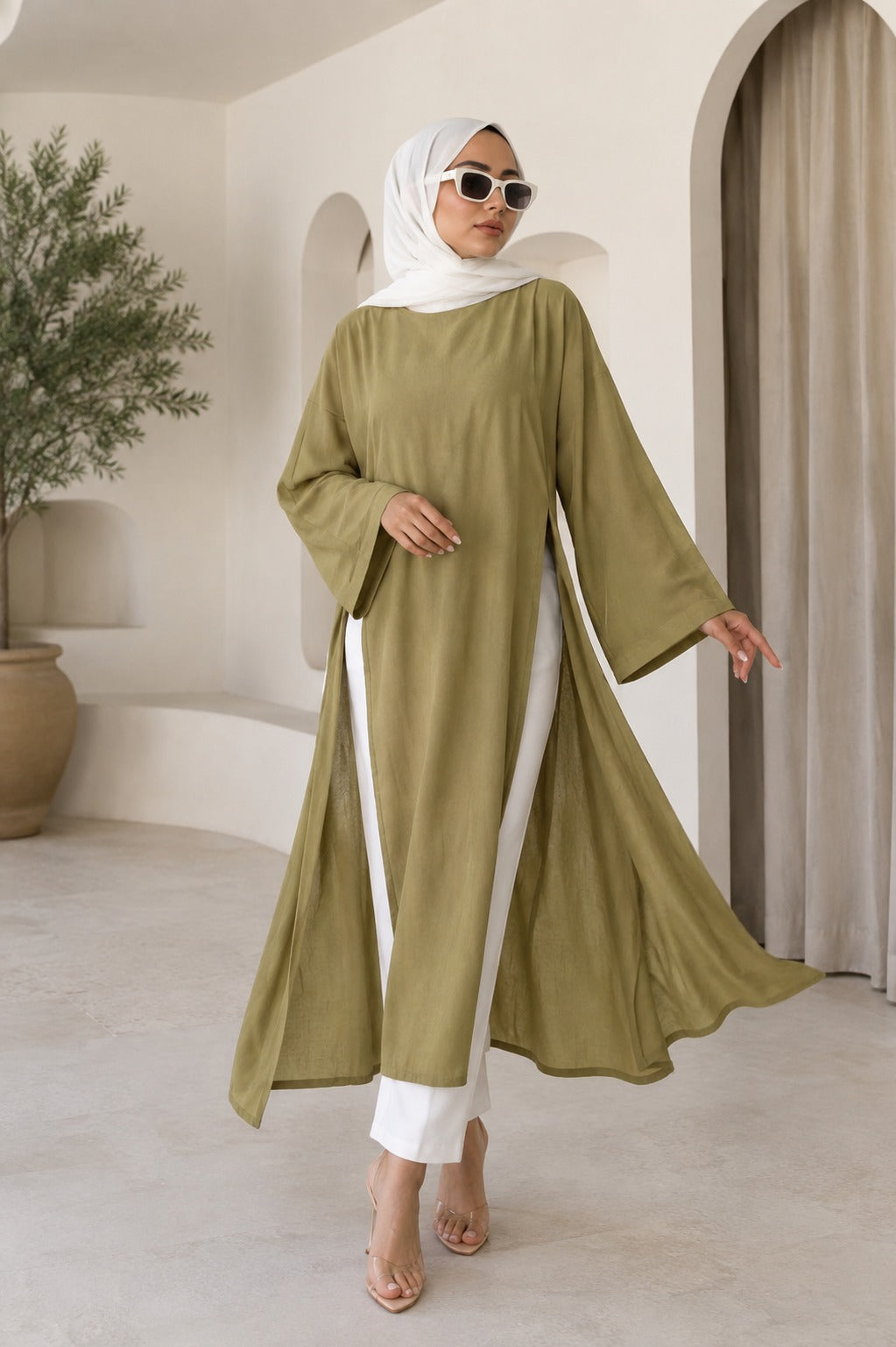 Kadın Uzun Yırtmaçlı Abaya Tunik