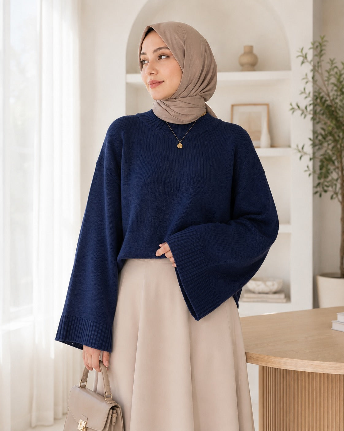 Kadın Yarasa Kol Oversize Triko Kazak