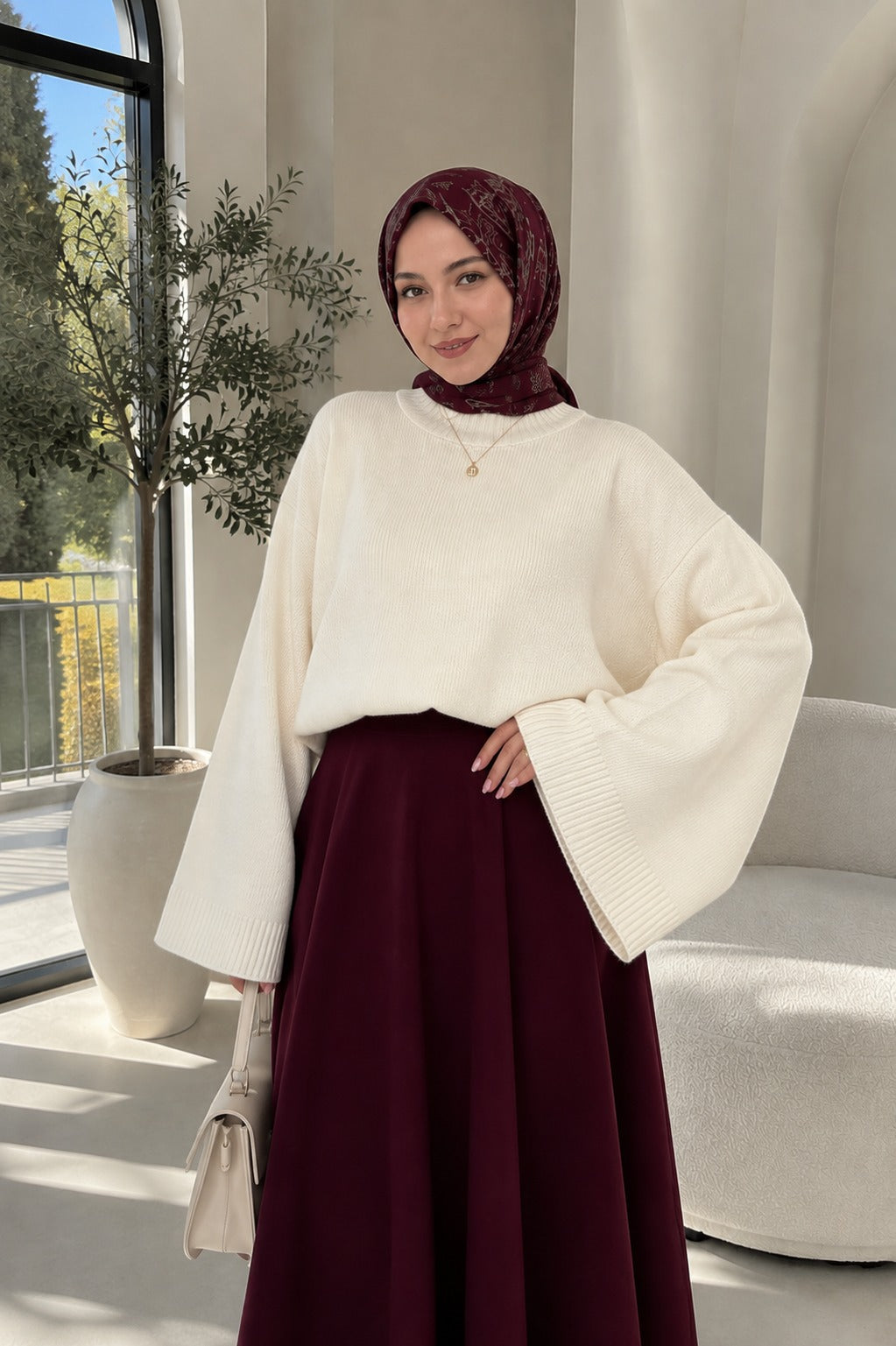Kadın Yarasa Kol Oversize Triko Kazak