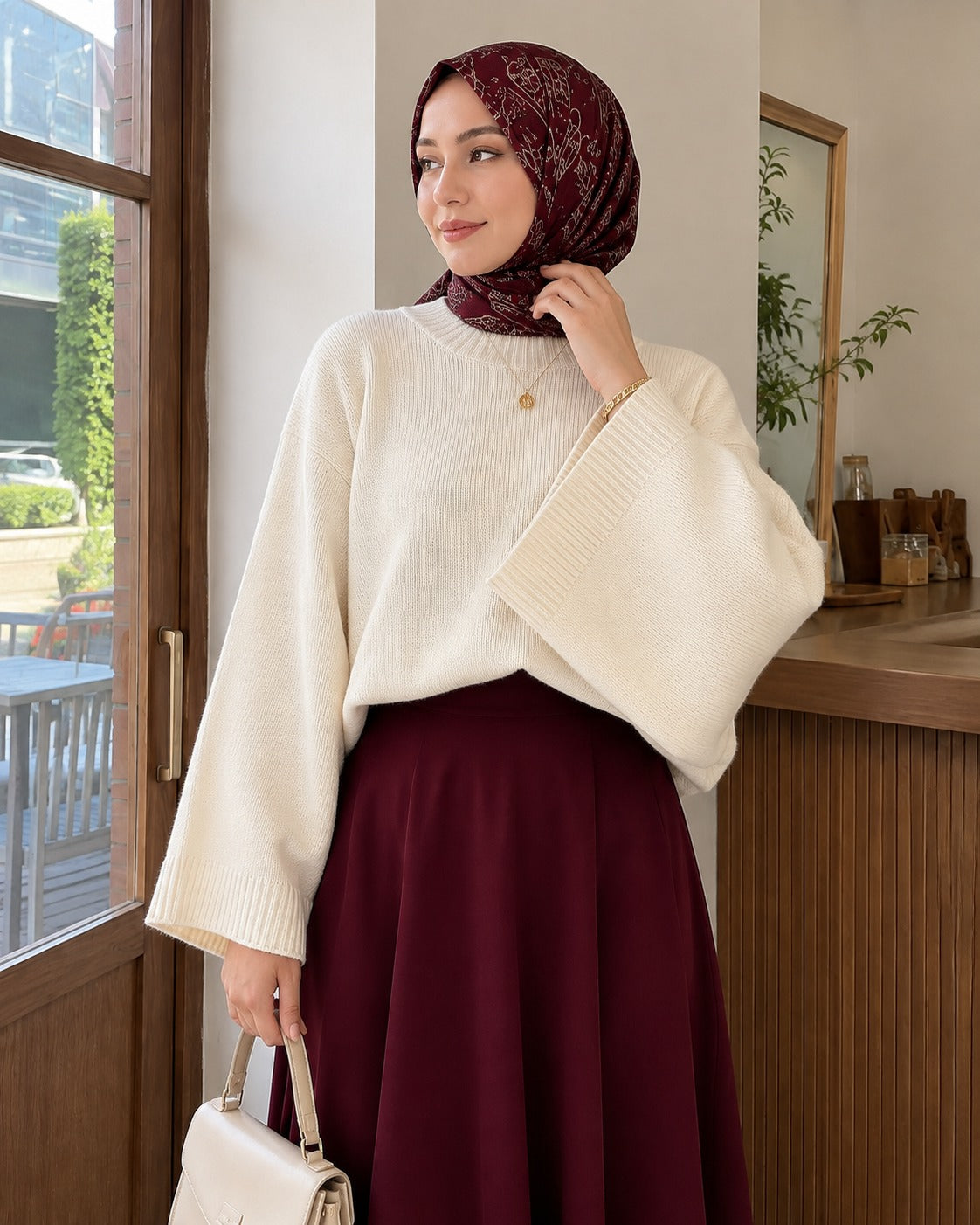 Kadın Yarasa Kol Oversize Triko Kazak