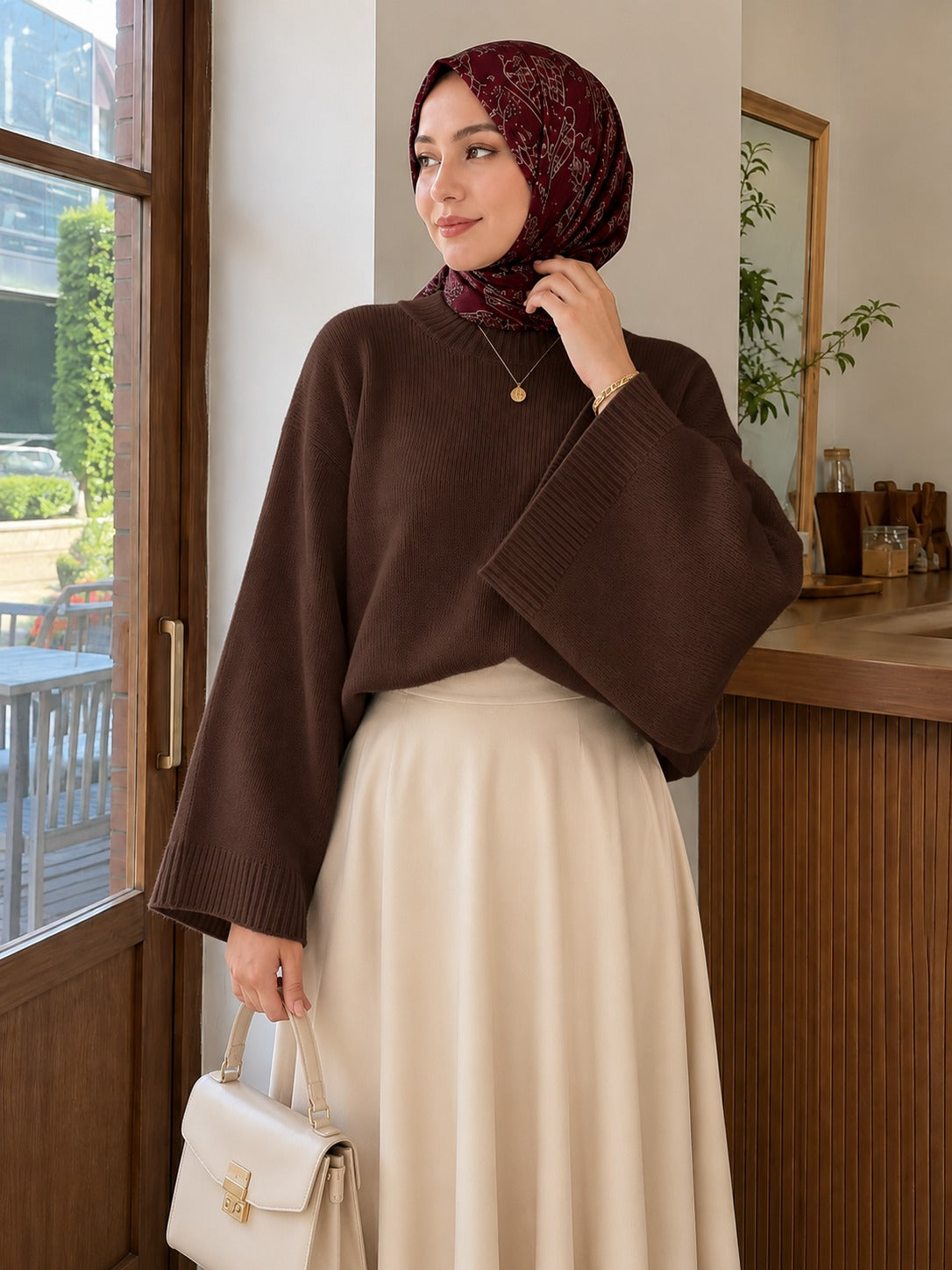 Kadın Yarasa Kol Oversize Triko Kazak