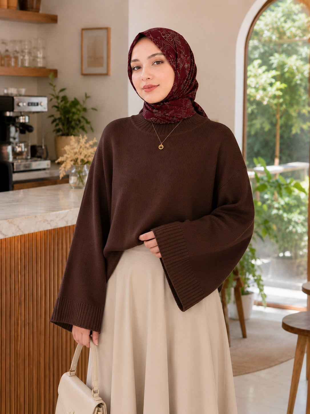 Kadın Yarasa Kol Oversize Triko Kazak