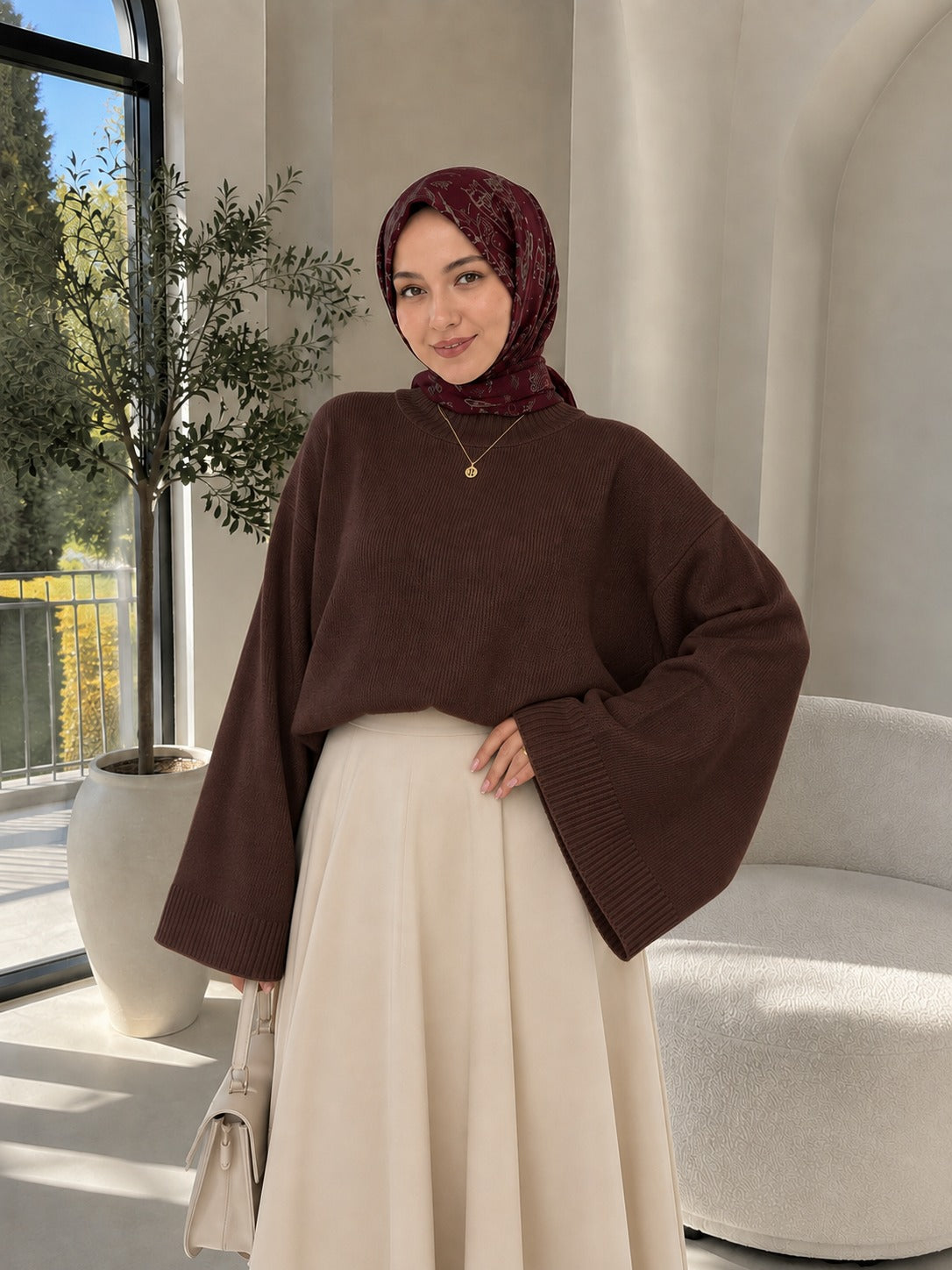 Kadın Yarasa Kol Oversize Triko Kazak