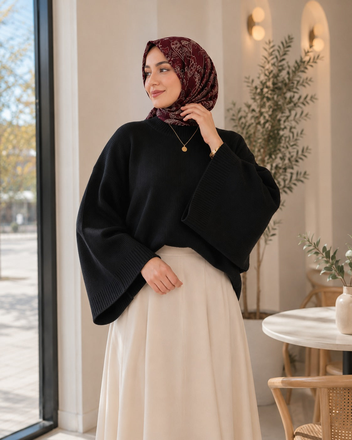 Kadın Yarasa Kol Oversize Triko Kazak