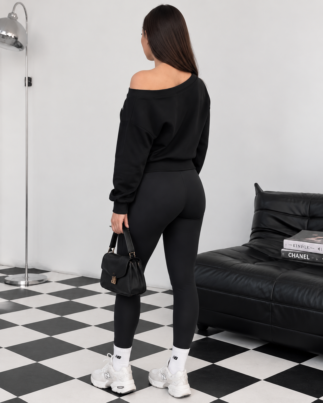 Kadın Modal Baskılı Kayık Yaka Sweatshirt